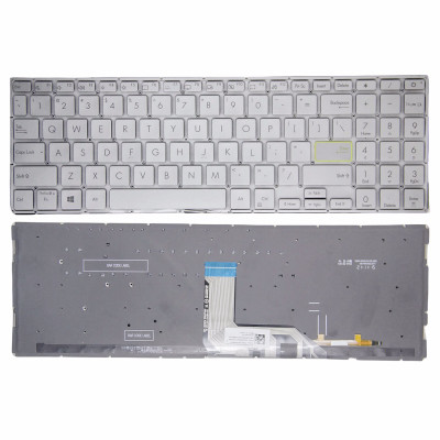 Keyboard Asus M5100 K513 FL8800 S533 X513 M513 E510 V5050 V5100E silver backlit US