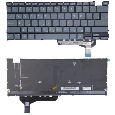 Asus Zenbook14 OLED UX3402Z UX3402V S13 X13 UM5302 UR blue backlit Russian RU keyboard 6-screws Asus Zenbook14 OLED UX3402Z UX3402V S13 X13 UM5302 UR blue backlit Russian RU keyboard 6-screws