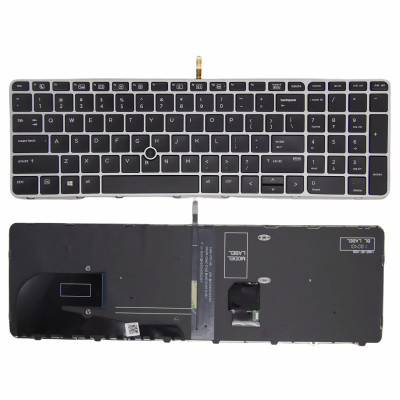 Keyboard HP ZBook 15u G3 G4 silver frame backlit trackpoint US