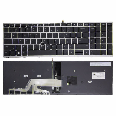 Keyboard HP Probook 450 455 470 G5 650 G4 G5 silver frame trackpoint backlit US original