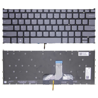 Lenovo IdeaPad 1 14ALC7 14AMN7 14IAU7 14IGL7, gray backlit US keyboard