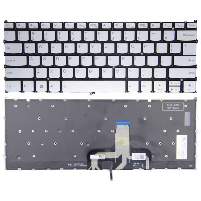 Lenovo IdeaPad 1 14ALC7 14AMN7 14IAU7 14IGL7, silver backlit US keyboard