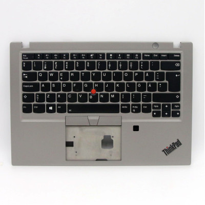 ThinkPad T490s silver fingerprint hole backlit Swedish SD keyboard palmrest ThinkPad T490s silver fingerprint hole backlit Swedish SD keyboard palmrest